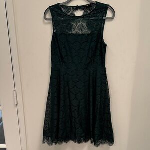 Kensie Dark Green Lace Mini Dress